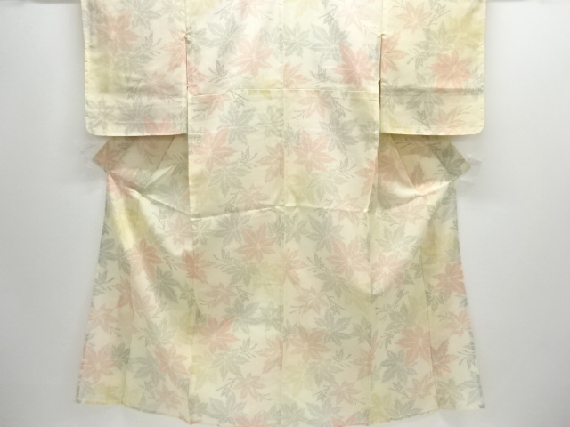 楓模様織り出し着物夏十日町紬着物